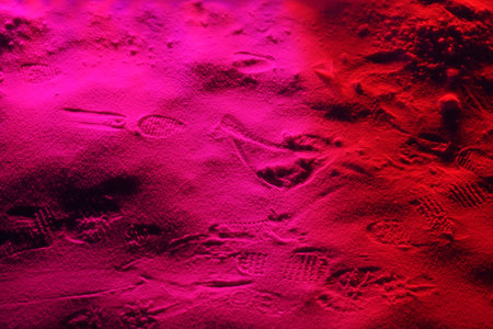 red lighting on snowの写真素材