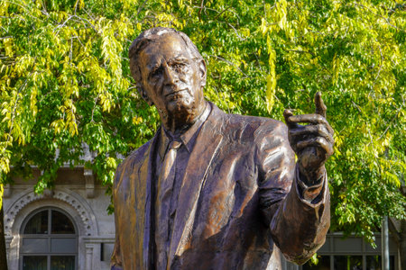 Budapest, Hungary, November 3, 2023:A statue in Budapest's Liberty Square honors the former U.S. president's George H. W. Bushのeditorial素材