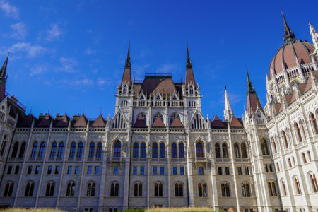 Budapest, Hungary, November 3, 2023:Hungarian Parliament close-up. Budapest. One of the most beautiful buildings in the Hungarian capital.のeditorial素材