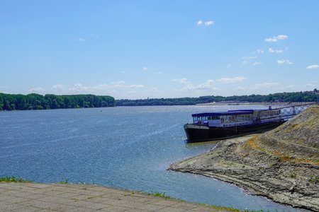 View of the Dnieper river in Kremenchug, Ukraineの写真素材