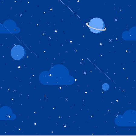 blue space on sky, planet and cloud are float in the aerospace.のイラスト素材