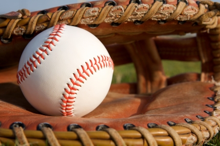 New Baseball in a Gloveの写真素材