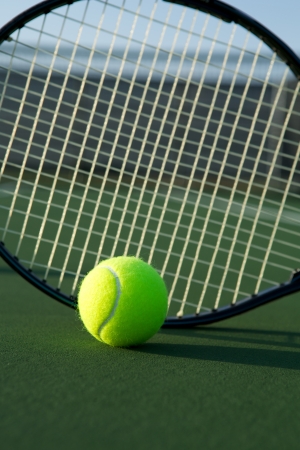 Tennis Ball and Racket with room for copyの写真素材