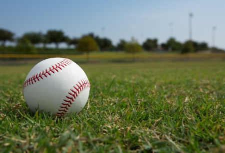 New Baseball in the Outfieldの写真素材