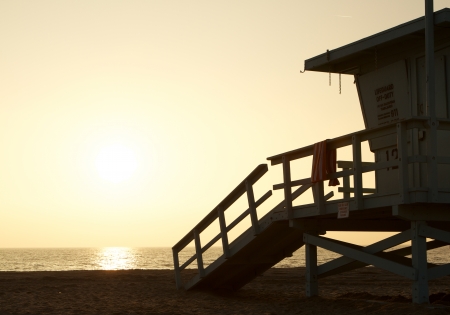 LifeGuard Station at Sunsetの写真素材