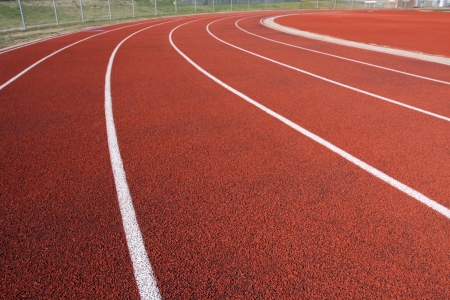 Curve of a Red Running Track and Linesの写真素材