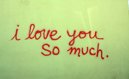 Message of love spray painted on the wall