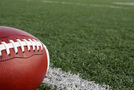 American Football with the Football Field Beyond