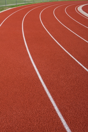 Curve of a Red Running Trackの写真素材