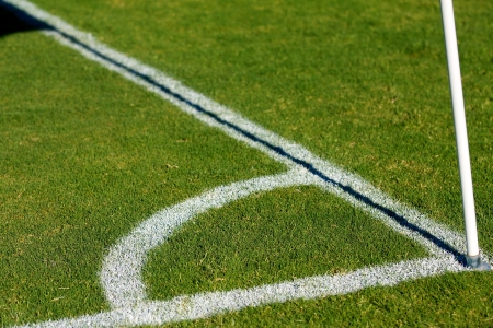 Lines of a Soccer Field Corner for sport backgroundの写真素材