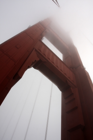 Portion of Golden Gate Bridge in a Fogの写真素材