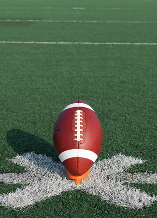 American Football ready for kickoff with room for copy aboveの写真素材