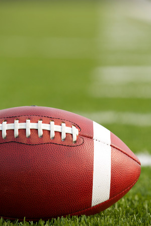 American Football on the Field with Yard Lines Beyondの写真素材