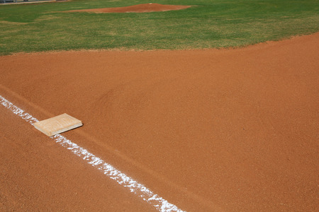 View of a Baseball Field from First Baseの写真素材