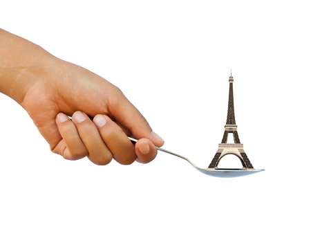 Eiffel tower in spoonの写真素材