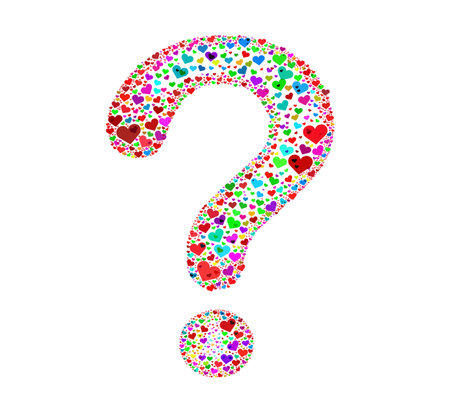 Colorful heart in question mark
