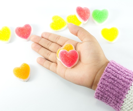 Jelly sweet love in a little handの写真素材