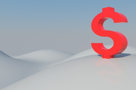 Glossy red dollar symbol by three dimensional programの写真素材