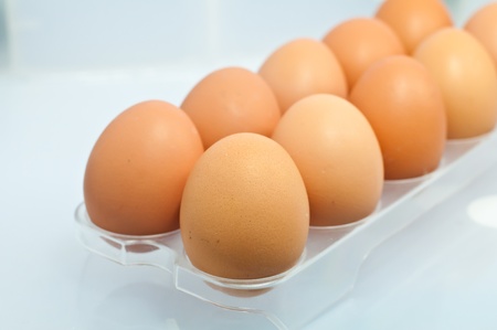 Closeup of Fresh eggs in the package の写真素材