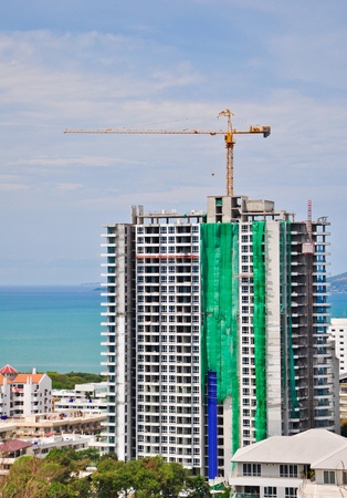 Construction building in Pattaya town of Thailandの写真素材