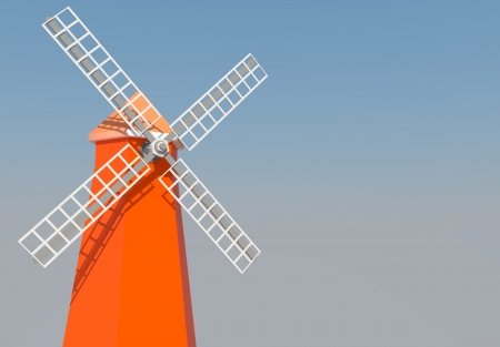 The older windmill tower with clear skyの写真素材