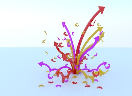Colorful bomb of euro money with arrowの写真素材
