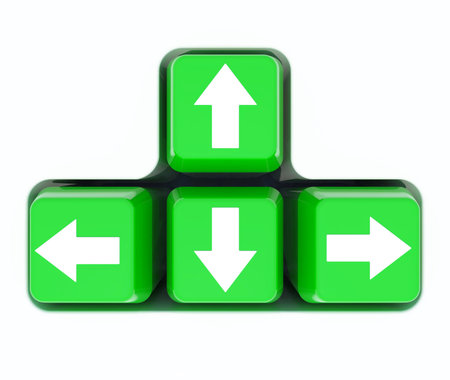 Arrow in green button on white background