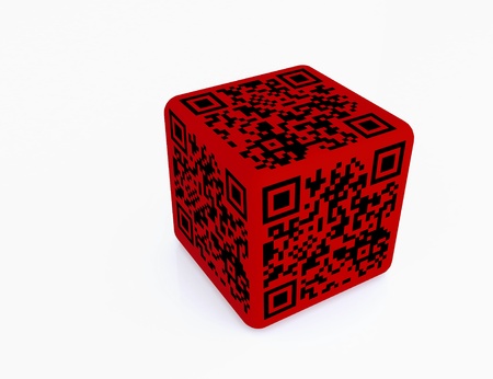 The colored of QR code cube with white backgroundの写真素材