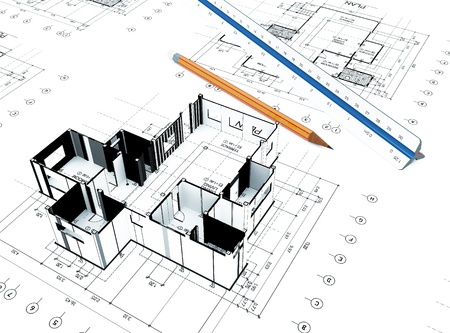 3d Home plot plan with white backgroundの写真素材