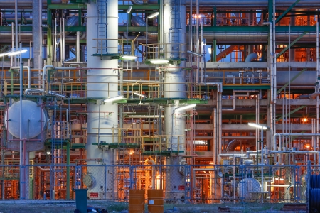 Chemical plant structure with lighting reflectionのeditorial素材