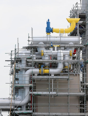Pipe line with structure in construction of factory