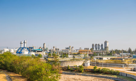 Refinery plant area with blue sky