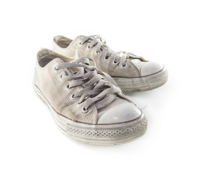 Old shoes on white backgroundの写真素材