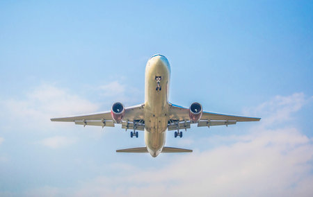 Landing of Plane with blue sky
