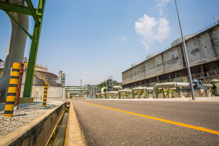 Street in industrial plant in day time