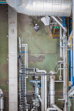 Top view of process area pipe line in chemical plantの写真素材