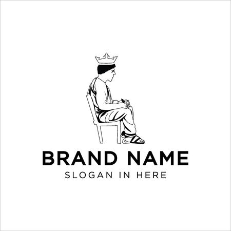 philosopher logo with a person sitting illustrationのイラスト素材