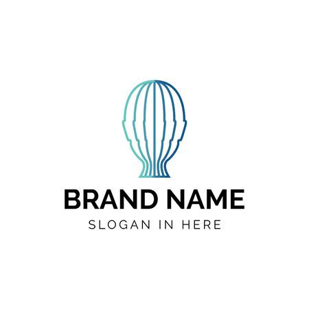Modern head with slide paper effect with line art style vector logo designのイラスト素材