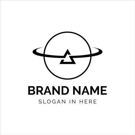 Triangle orbit planet logo vector design with line art styleのイラスト素材