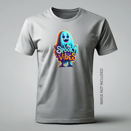 T-shirt design A cute ghost with spooky vibes.のイラスト素材