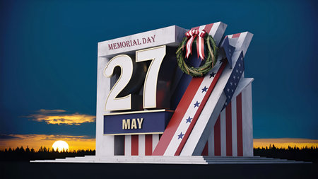 Memorial Day Banner Remember and Honor with the American Flag.の写真素材