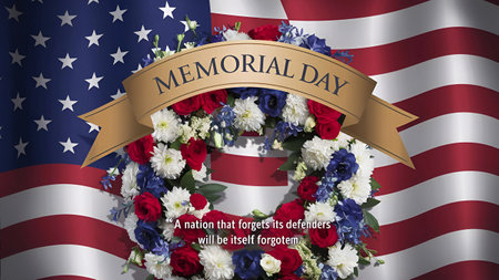 Memorial Day Banner Remember and Honor with the American Flag.の写真素材