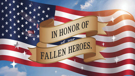 Memorial Day Banner Remember and Honor with the American Flag.