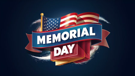 Memorial Day Banner Remember and Honor with the American Flag.の写真素材