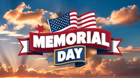 Memorial Day Banner Remember and Honor with the American Flag.の写真素材