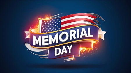 Memorial Day Banner Remember and Honor with the American Flag.の写真素材