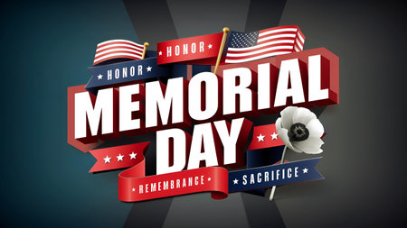 Memorial Day Banner Remember and Honor with the American Flag.の写真素材