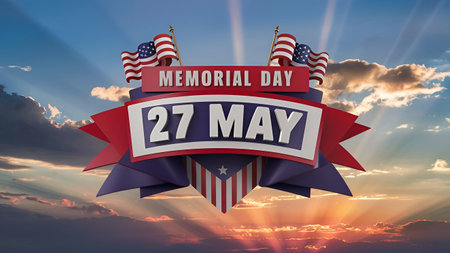 Memorial Day Banner Remember and Honor with the American Flag.の写真素材