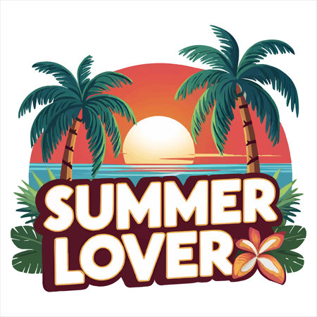 Summer Lover California Vintage T-Shirt Designのイラスト素材