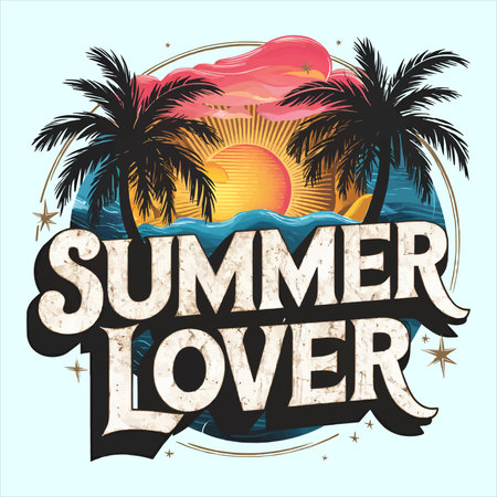 Summer Lover California Vintage T-Shirt Designのイラスト素材
